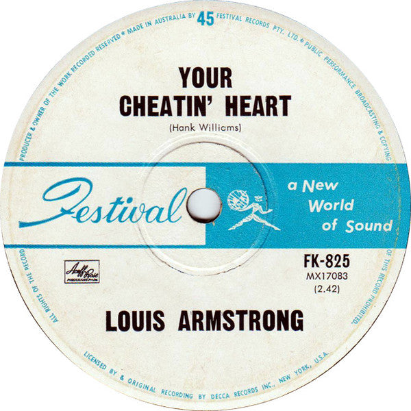 Louis Armstrong : Your Cheatin' Heart / Dummy Song (7", Single, Promo)