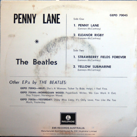 The Beatles : Penny Lane (7", EP, RE)