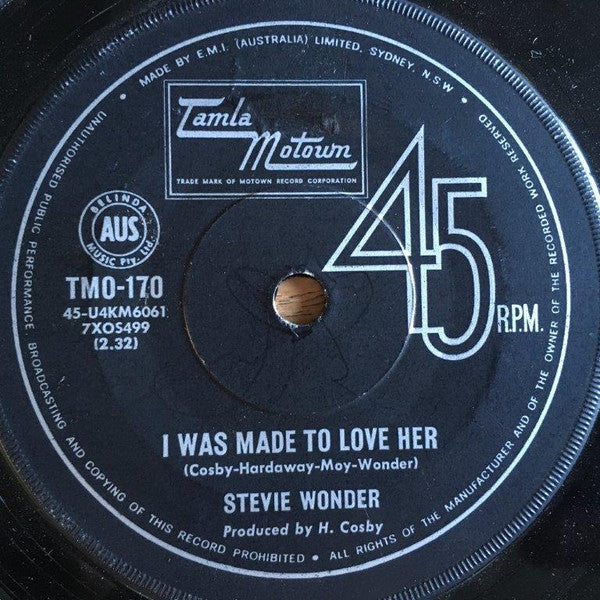 Stevie Wonder : I Was Made To Love Her (7", Single, 1st)
