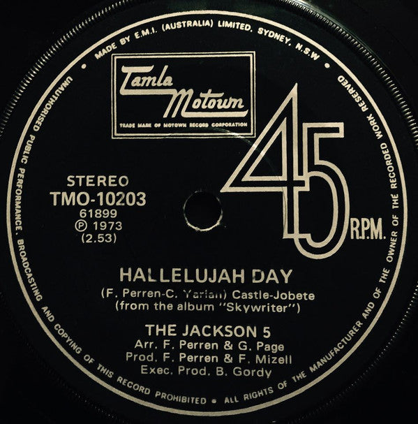 The Jackson 5 : Hallelujah Day (7")
