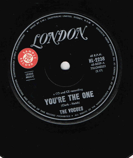 The Vogues : You're The One / Some Words (7", Single)
