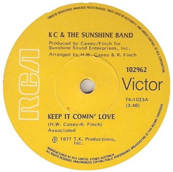 KC & The Sunshine Band : Keep It Comin' Love (7", Single)