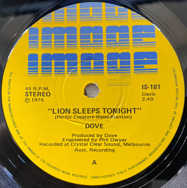 Dove (10) : Lion Sleeps Tonight (7", Single)