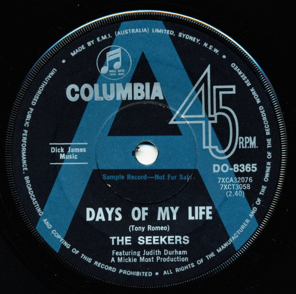 The Seekers : Days Of My Life (7", Single, Promo)