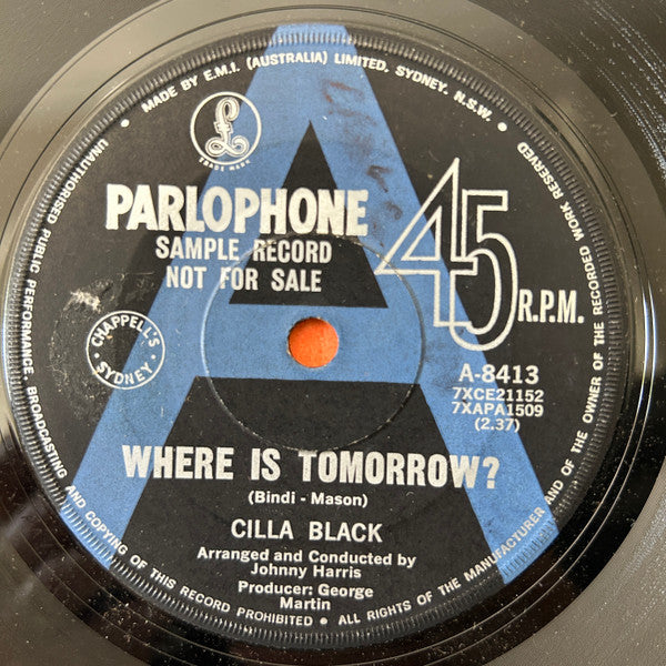 Cilla Black : Where Is Tomorrow? (7", Single, Promo)