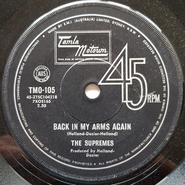 The Supremes : Back In My Arms Again (7", Single)