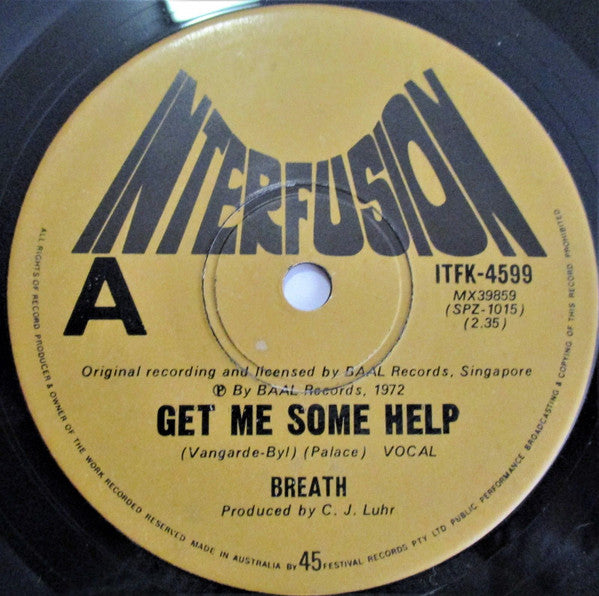 Breath (11) : Get Me Some Help (7")