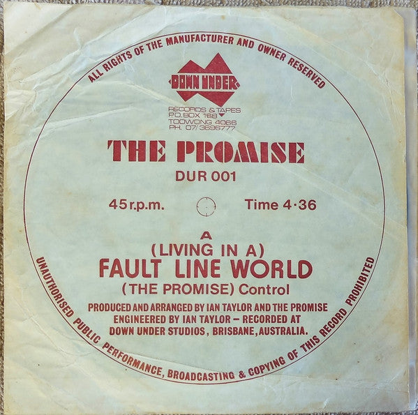The Promise (3) : (Living In A) Fault Line World (7")