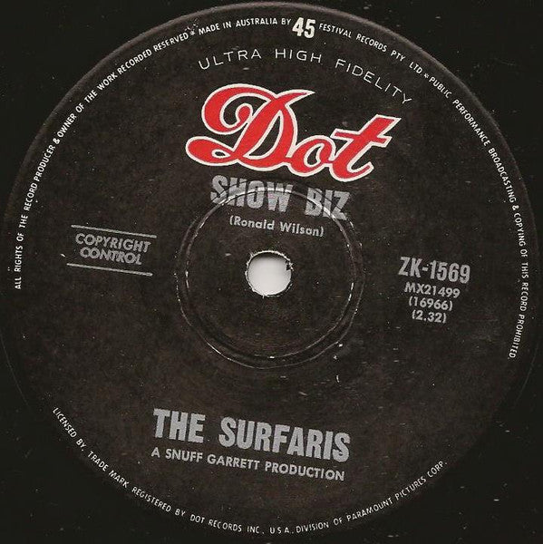 The Surfaris : Show Biz (7", Single)
