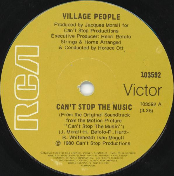 Village People : Can't Stop The Music (7", Single)