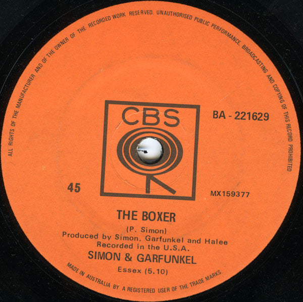 Simon & Garfunkel : The Boxer (7", Single)