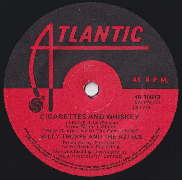 Billy Thorpe And The Aztecs : Cigarettes And Whiskey (7", Single)
