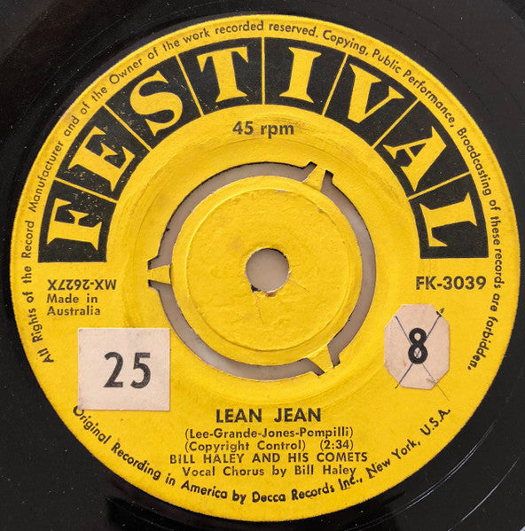 Bill Haley And His Comets : Lean Jean / Don't Nobody Move (7", Single, Lab)
