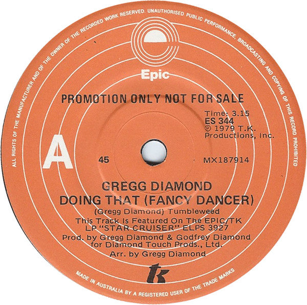 Gregg Diamond : Doing That (Fancy Dancer) / Holding Back (7", Single, Promo)