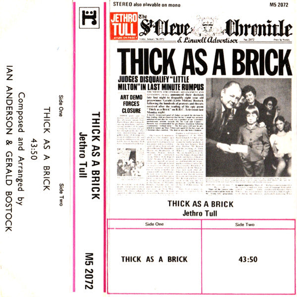 Jethro Tull : Thick As A Brick (Cass, Album)