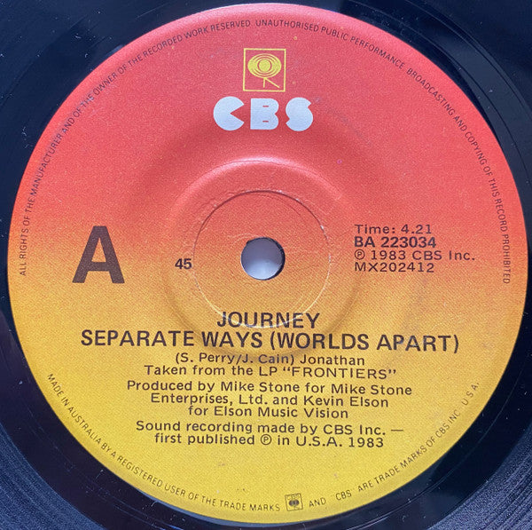Journey : Separate Ways (Worlds Apart) (7", Single)