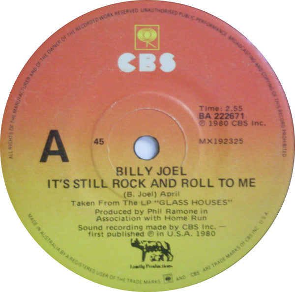 Billy Joel : It's Still Rock And Roll To Me (7", Single)