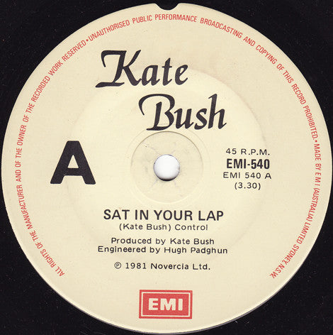 Kate Bush : Sat In Your Lap (7", Single)