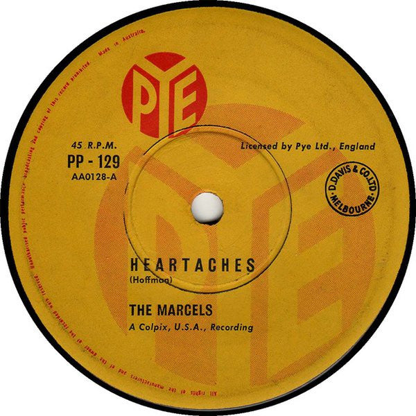 The Marcels : Heartaches (7", Single)