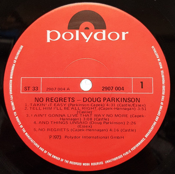 Doug Parkinson : No Regrets (LP, Album)