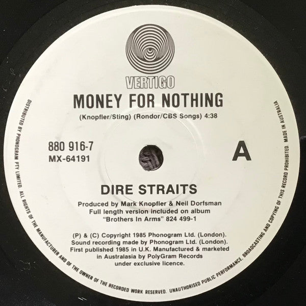 Dire Straits : Money For Nothing (7", Single)