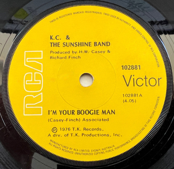K. C. And The Sunshine Band* : I'm Your Boogie Man (7")