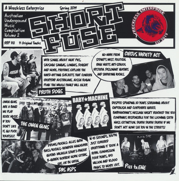 Various : Short Fuse (Australian Underground Music Compilation Volume 2) (7", Comp, Whi)