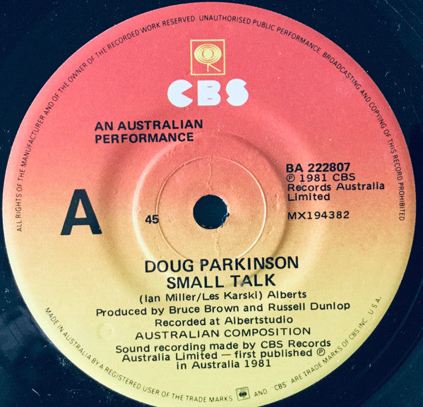 Doug Parkinson : Small Talk (7")