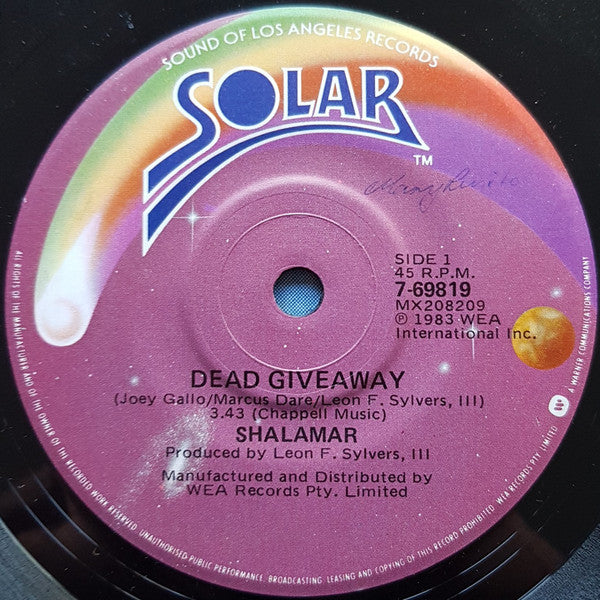 Shalamar : Dead Giveaway (7", Single)