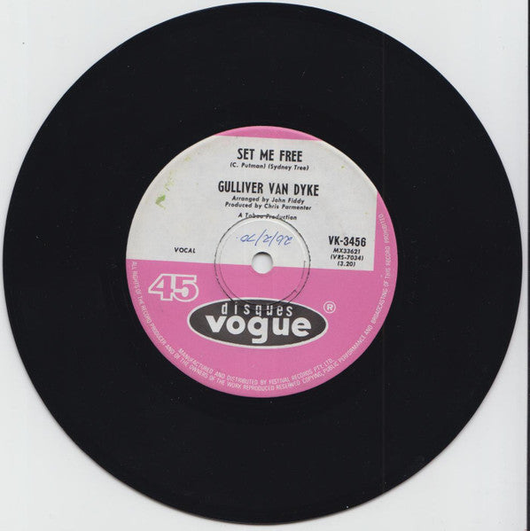 Gulliver Van Dyke : Set Me Free / The Day Has Gone (7", Single)