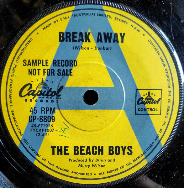The Beach Boys : Break Away (7", Single, Promo)