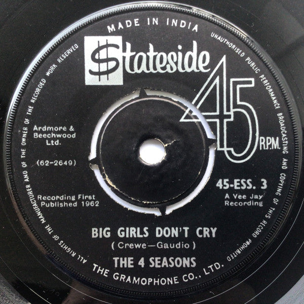 The Four Seasons : Big Girls Don't Cry (7", Single)