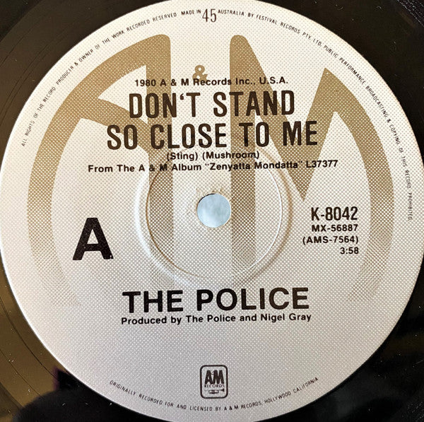 The Police : Don't Stand So Close To Me (7", Single, Gen)