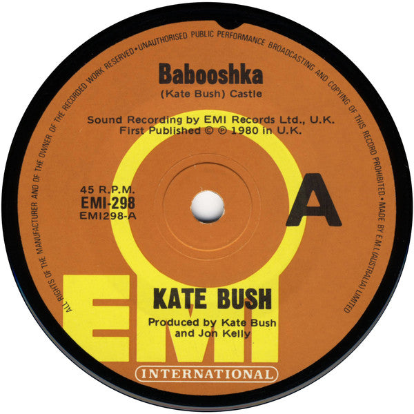 Kate Bush : Babooshka (7", Single)