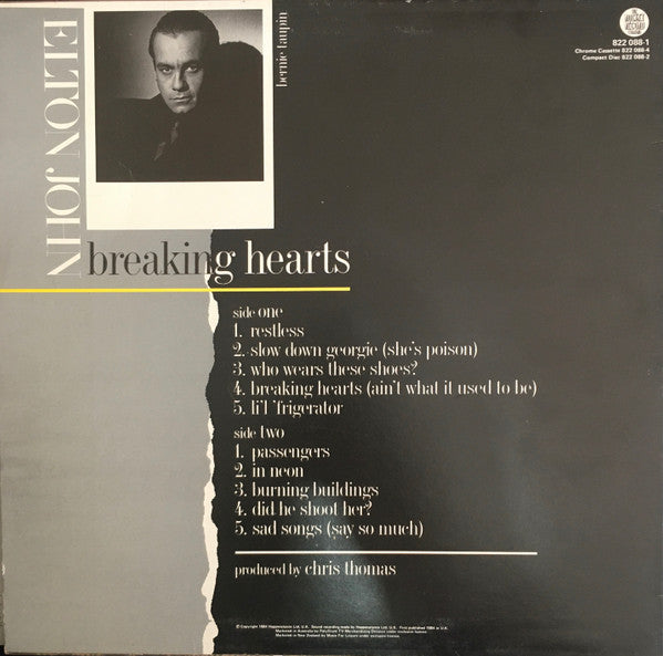 Elton John : Breaking Hearts (LP, Album)