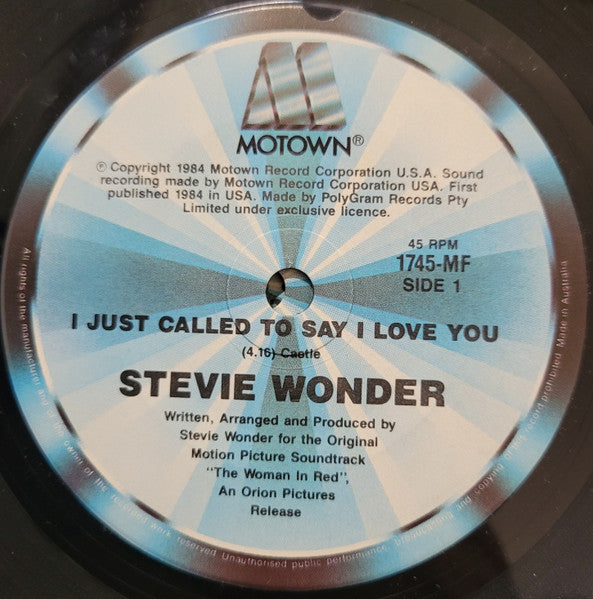 Stevie Wonder : I Just Called To Say I Love You (7", Single)