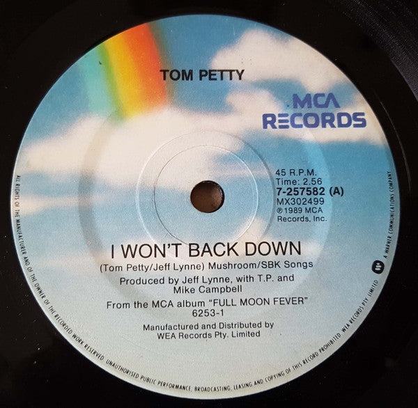Tom Petty : I Won't Back Down (7", Single)