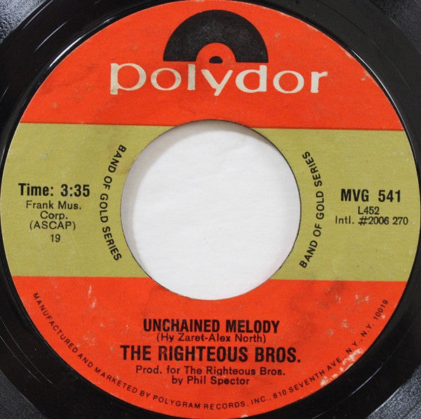 The Righteous Brothers : Unchained Melody (7", Single, RE, Styrene)