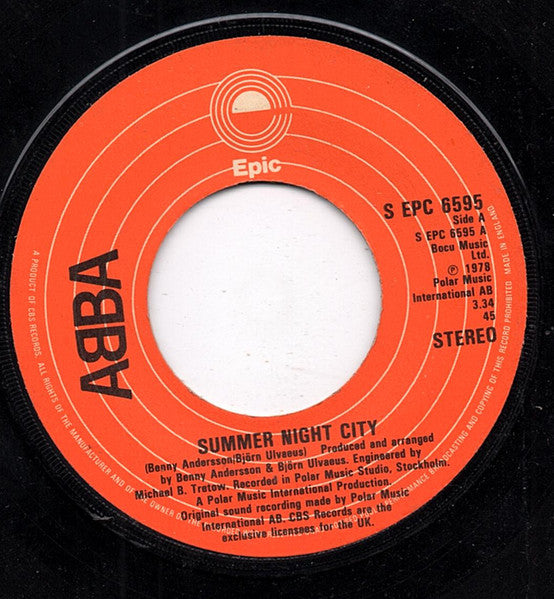 ABBA : Summer Night City (7", Single)