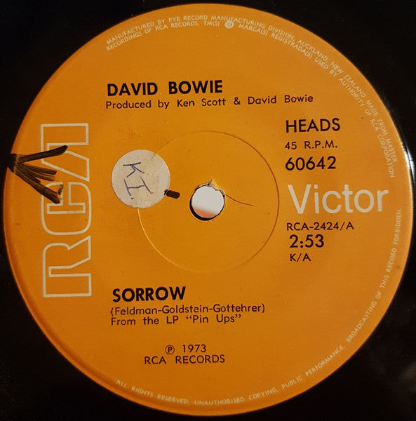 David Bowie : Sorrow (7", Single, Mono)