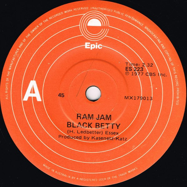 Ram Jam : Black Betty (7", Single)