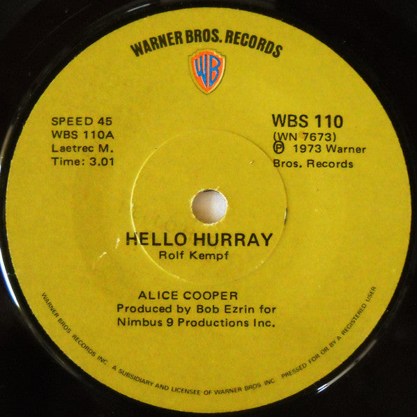 Alice Cooper : Hello Hurray / Generation Landslide (7", Single, MP)