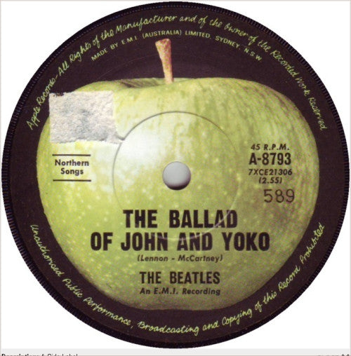 The Beatles : The Ballad Of John And Yoko (7", Single, Mono)
