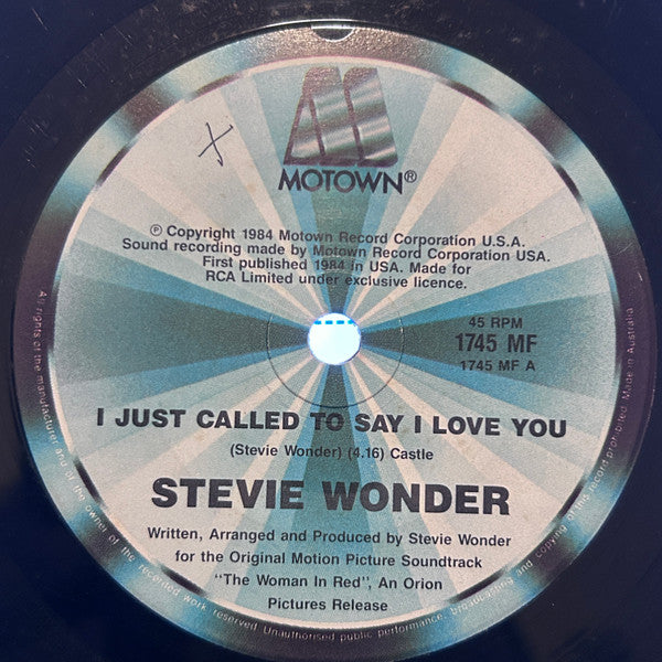 Stevie Wonder : I Just Called To Say I Love You (7", Single)