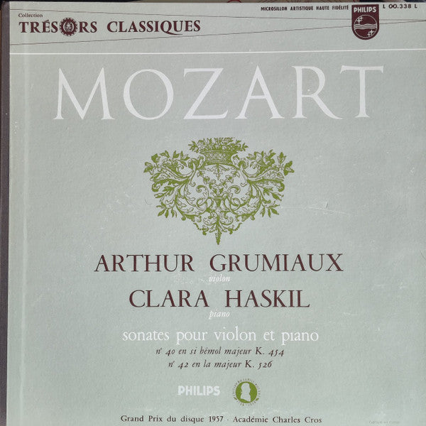 Wolfgang Amadeus Mozart, Arthur Grumiaux, Clara Haskil : Sonata For Violin And Piano In B Flat Major K. 454 / Sonata For Violin And Piano In A Major K. 526 (LP, Mono, Art)