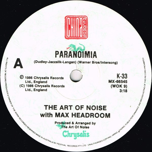The Art Of Noise With Max Headroom : Paranoimia (7", Single)