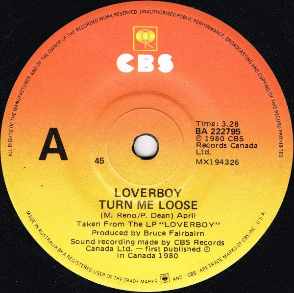 Loverboy : Turn Me Loose (7", Single)