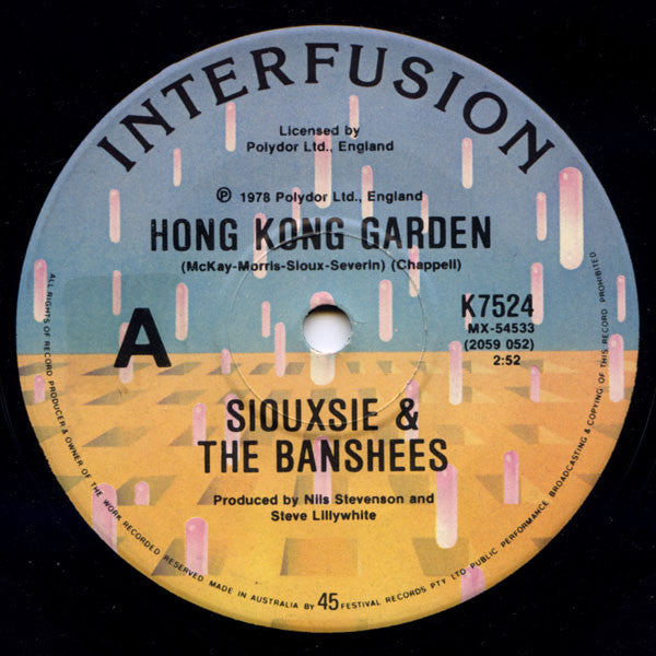 Siouxsie & The Banshees : Hong Kong Garden (7", Single)