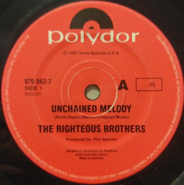 The Righteous Brothers : Unchained Melody (7", Single)