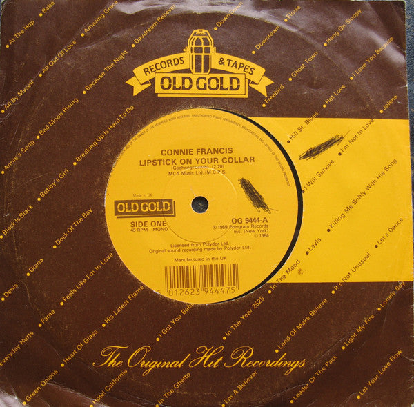 Connie Francis : Lipstick On Your Collar (7", Single)